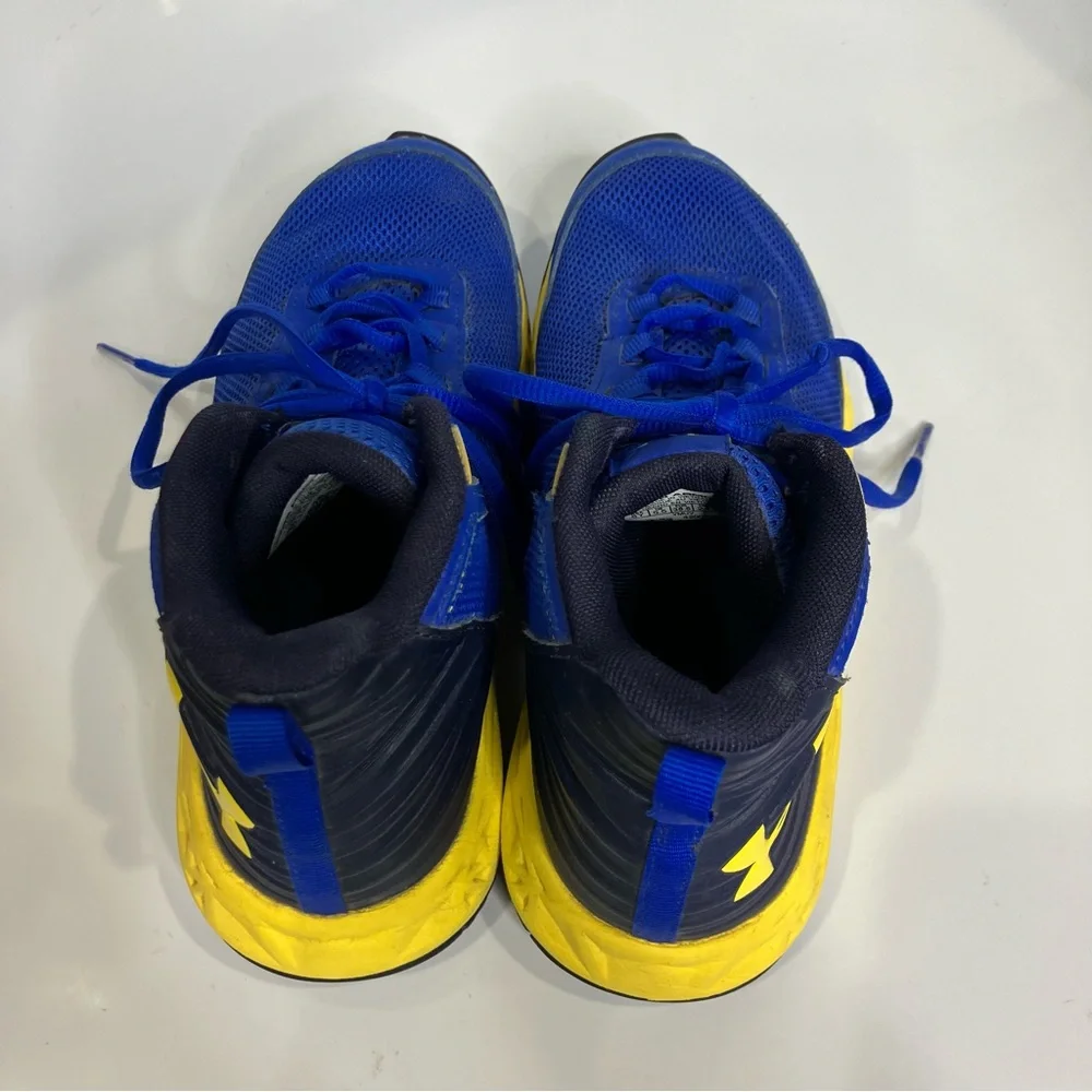 Under Armour royal blue yellow jet 2018 grade school basketball sneakers youth 6